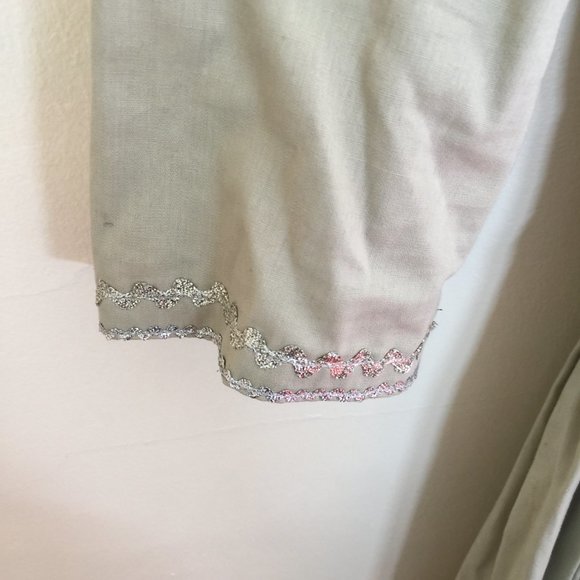 Vintage Handmade Sage Green Dress with Silver Trims Size XS - Picture 7 of 9